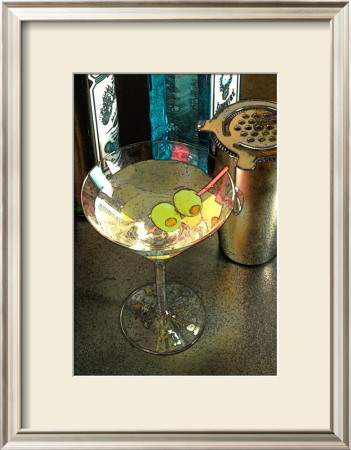 Martini With Two Olives On The Black Table by Steve Ash Pricing Limited Edition Print image