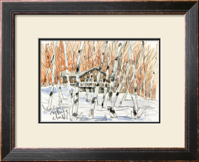 Villa In White Birch Woods, Snow Scene by Kenji Fujimura Pricing Limited Edition Print image