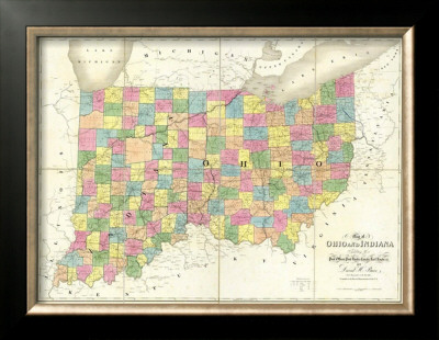 Map Of Ohio And Indiana, C.1839 by David H. Burr Pricing Limited Edition Print image