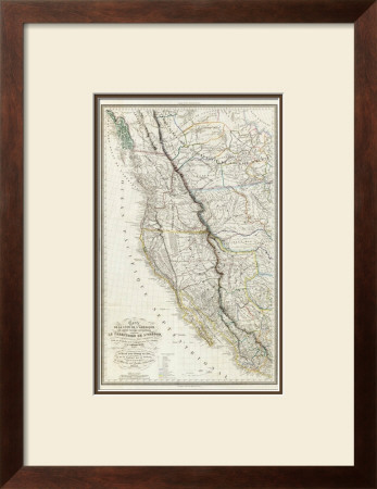 Carte De La Cote De L'amerique, C.1844 by Eugene Duflot De Mofras Pricing Limited Edition Print image