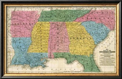 Map Of The Southern States, C.1839 by Samuel Augustus Mitchell Pricing Limited Edition Print image