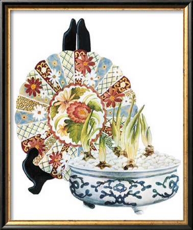 Oriental Plate With Bulbs by Pat Woodworth Pricing Limited Edition Print image