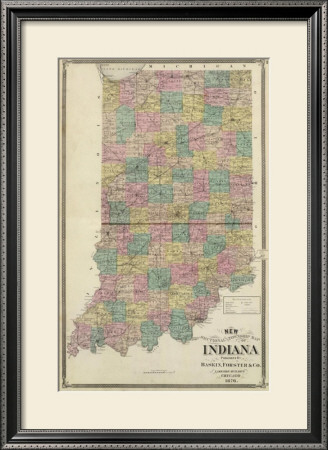 New Sectional And Township Map Of Indiana, C.1876 by A. T. Andreas Pricing Limited Edition Print image
