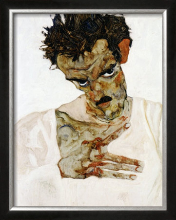 Autoportrait A La Tete Pechee, C.1912 by Egon Schiele Pricing Limited Edition Print image