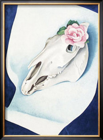 Horse's Skull With Pink Rose by Georgia O'keeffe Pricing Limited Edition Print image