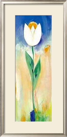 Single White And Orange Tulip by Ingrid Sehl Pricing Limited Edition Print image
