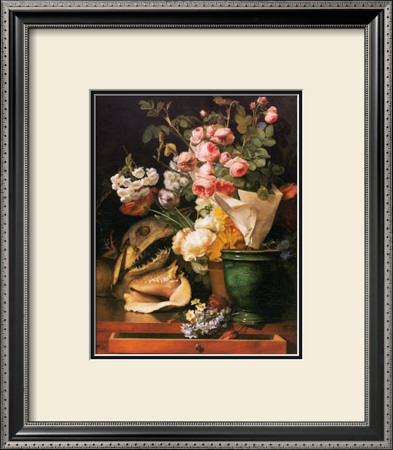 Roses Et Autres Fleurs, Coquillages, Tete De Requin Et Petrifications, C.1819 by Antoine Berjon Pricing Limited Edition Print image