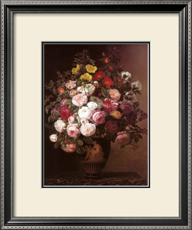 Pink Roses In A Vase by Johan Laurentz Jensen Pricing Limited Edition Print image