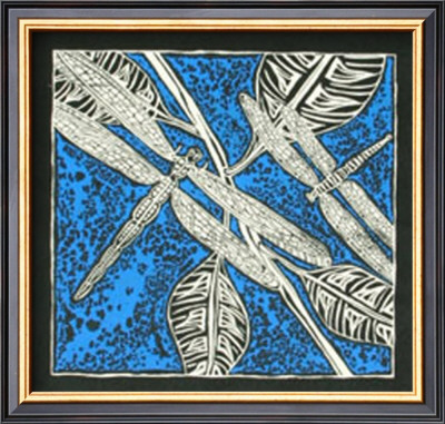 Dragonfly Woodblock In Blue Ii by Chariklia Zarris Pricing Limited Edition Print image