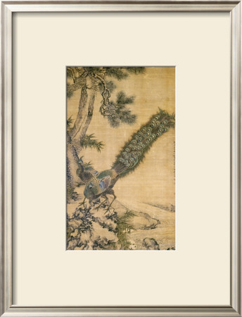 Bamboo, Pine And Peacocks by Shen Quan Pricing Limited Edition Print image