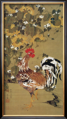 Japanese Rooster Under The Grape Tree by Jyakuchu Ito Pricing Limited Edition Print image