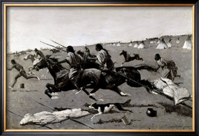 Indian Village Routed, Geronimo Fleeing From Camp by Frederic Sackrider Remington Pricing Limited Edition Print image