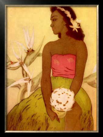 Hawaiian Woman With Flowers by John Kelly Pricing Limited Edition Print image