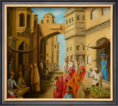 Bazaar At Midday by Sukhpal Grewal Pricing Limited Edition Print image