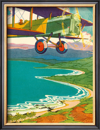 Biplane Over The Coastline by Lucille Webster Holling Pricing Limited Edition Print image
