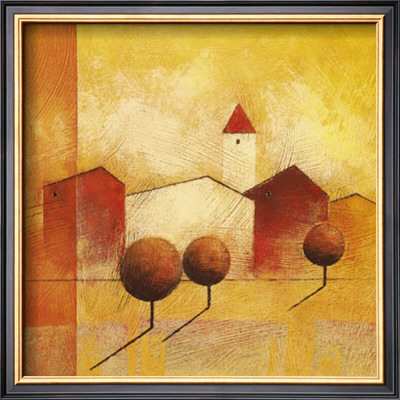 Houses And Trees In Orange And Red Ii by Claudio Furlan Pricing Limited Edition Print image