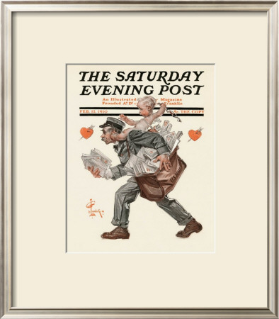 Cupid On Mailman's Back, C.1910 by Joseph Christian Leyendecker Pricing Limited Edition Print image