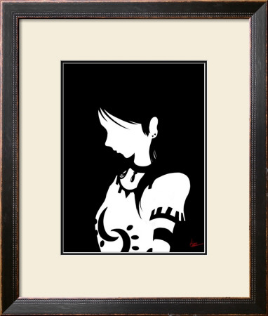 Japanese Kiri-E: Girl Who Indulges To Pensiveness by Kyo Nakayama Pricing Limited Edition Print image