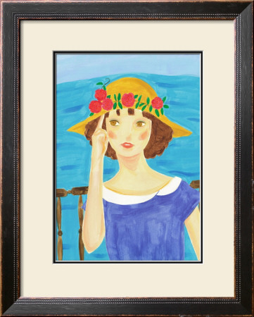 Girl With A Straw Hat Who Stands By The Sea by Hiromi Taguchi Pricing Limited Edition Print image