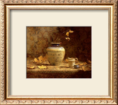 Autumn Leaves And Tapestry by Del Gish Pricing Limited Edition Print image