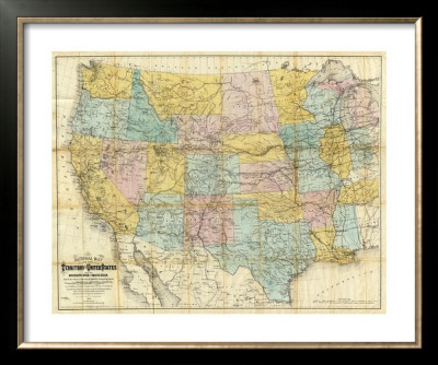 National Map Of The Territory Of The United States, C.1868 by William J. Keeler Pricing Limited Edition Print image