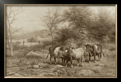 Grazing Cattle by George Riecke Pricing Limited Edition Print image