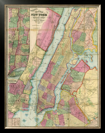 Map Of New York And Adjacent Cities, C.1874 by Gaylord Watson Pricing Limited Edition Print image