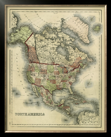Antique Map Of North America by Alvin Johnson Pricing Limited Edition Print image