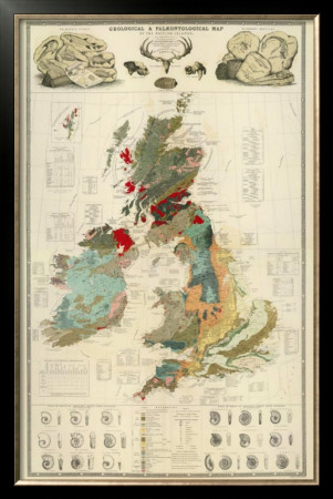 Composite: Geological And Palaeontological Map Of The British Islands, C.1854 by Alexander Keith Johnston Pricing Limited Edition Print image