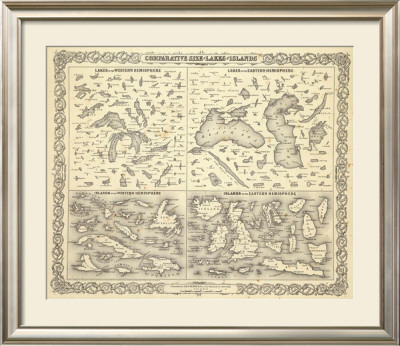 Comparative Size Of Lakes And Islands, C.1856 by G. W. Colton Pricing Limited Edition Print image