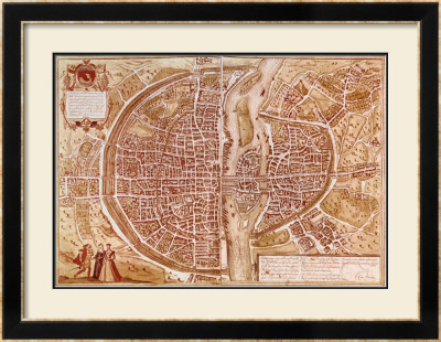 Map Of Paris 1585 by Georges Braun Pricing Limited Edition Print image