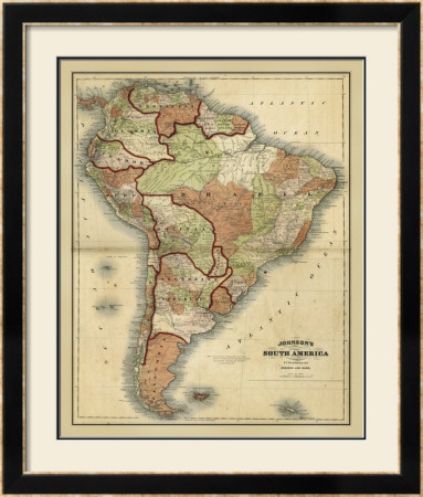 Antique Map Of South America by Alvin Johnson Pricing Limited Edition Print image