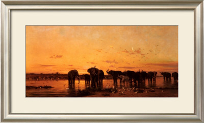Elephants At Sunset by Charles Tournemine Pricing Limited Edition Print image