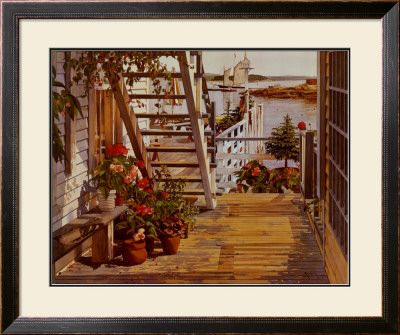 Blue Stair And Begonias by John Atwater Pricing Limited Edition Print image
