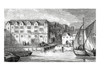 River Frontage Of Bridewell Prison, London by Peter Higginbotham Pricing Limited Edition Print image