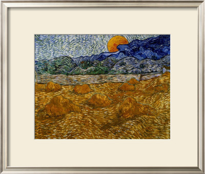 Landscape With Wheat Sheaves And Rising Moon by Vincent Van Gogh Pricing Limited Edition Print image