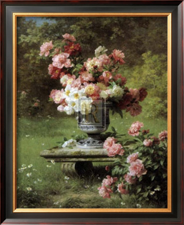 Peonies In A Wild Garden by Louis-Marie Lemaire Pricing Limited Edition Print image