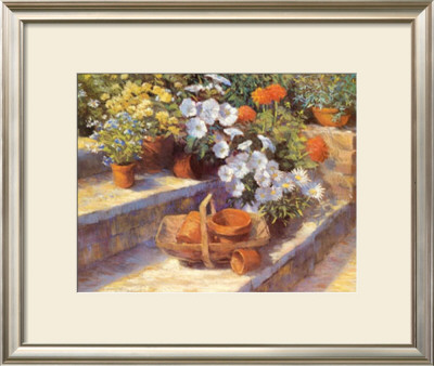 Trugs, Pots And White Flowers by Jackie Simmonds Pricing Limited Edition Print image