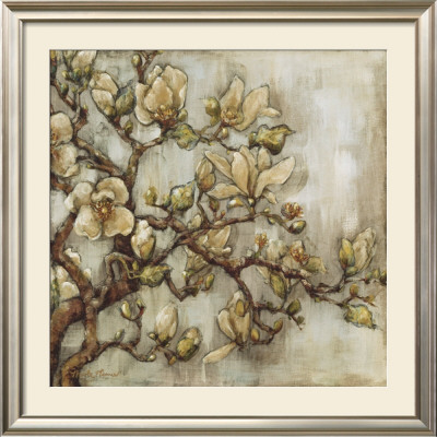 White Magnolia On Blue Linen by Nicole Etienne Pricing Limited Edition Print image