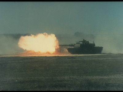 M1 A1 Abrams Main Battlefield Tank Test Firing On Jack Mountain Range, Army Exercise At Fort Hood by William Rosenmund Pricing Limited Edition Print image