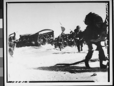 Us Troops Storming Beach From Higgins Boats In Invasion Of Wadke Island In Dutch New Guinea, Wwii by Lt. Rooks Kent Pricing Limited Edition Print image