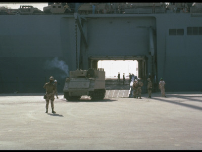 Us Army Close Combat Equipment Offloading At Port, To Join Desert Shield Gulf Crisis Operation by Gil High Pricing Limited Edition Print image