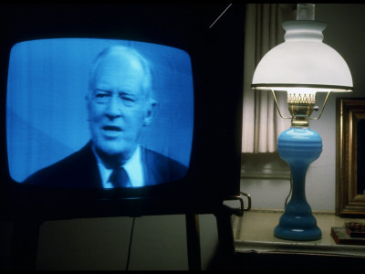 Tv Image Of William P. Rogers Speaking Following President Nixon's Resignation Speech by Gjon Mili Pricing Limited Edition Print image