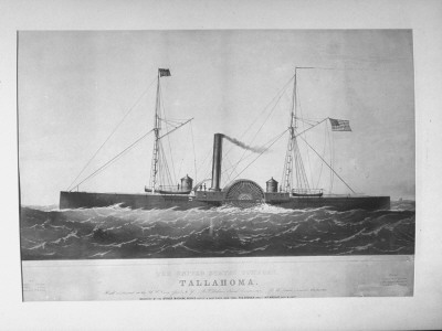 A Lithograph Of The Tallahoma, A Side-Wheeler Gunboat, Steaming Through Water by George Strock Pricing Limited Edition Print image