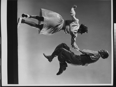 Leon James And Willa Mae Ricker Demonstrating A Step Of The Lindy Hop by Gjon Mili Pricing Limited Edition Print image