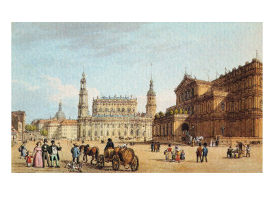 Dresden - Catholic Church And Royal Theatre Postcard by Noel Le Mire Pricing Limited Edition Print image