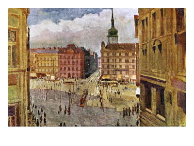 Brno - Painting Of The Czech City Overlooking Liberty Square, Early 20Th Century by Cecil Alden Pricing Limited Edition Print image