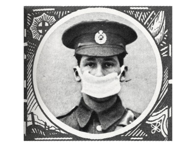 Man Wearing A Cotton Wool Pad Respirator During World War I, April 1915 by William Hole Pricing Limited Edition Print image