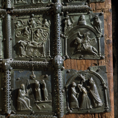 C12th Bronze Door, San Zeno Maggiore Veneto, Detail Of Bronze Hinges And Door Panels by Joe Cornish Pricing Limited Edition Print image