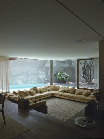 Casa Marrom, Sao Paulo, Living Area, Architect: Isay Weinfeld by Alan Weintraub Pricing Limited Edition Print image